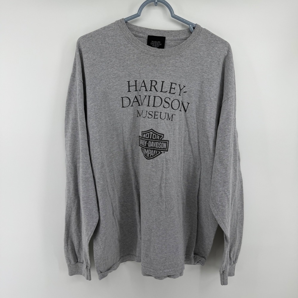 Harley-Davidson Museum Long Sleeve T-Shirt Gray XL Milwaukee WI Bar & Shield